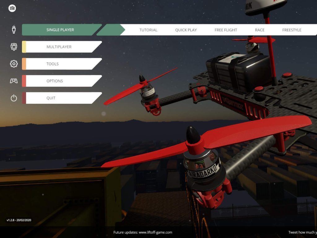 LiftOff Simulator Hauptmenü Screenshot