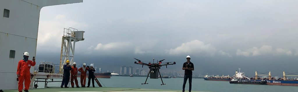 F-Drone Drohnenlieferung an Schiffe in Singapur