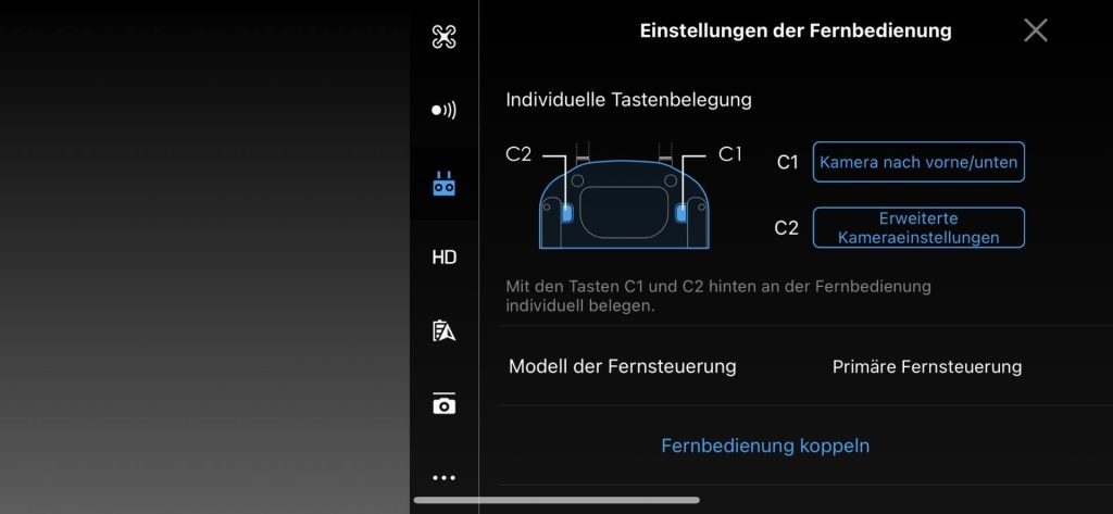 DJI Go 4 Controller Einstellungen