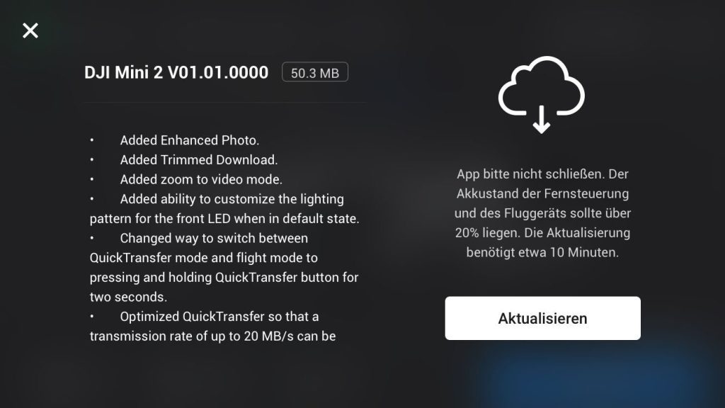 Firmware v01.01.0000 Download Fenster