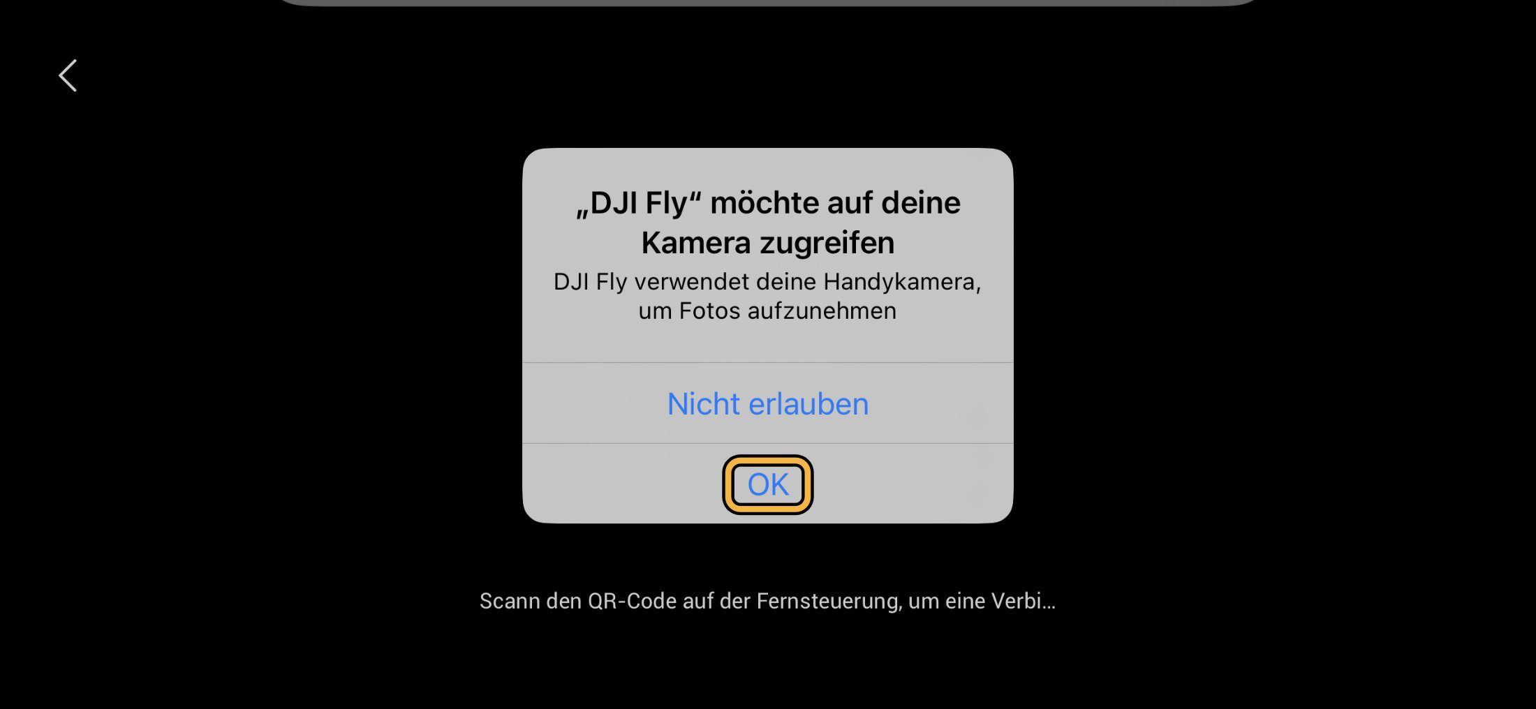 DJI Fly App Kamerazugriff erlauben